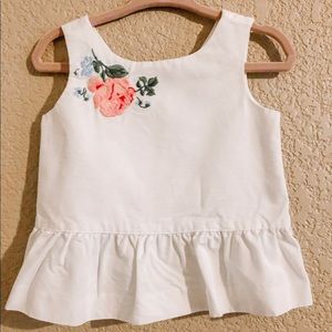 Janie and Jack white peplum flowers top shirt